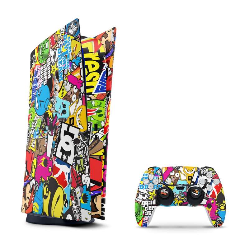 SkinNit Decal Sticker Skin For PS5 Digital (No Disk): Sticker Bomb