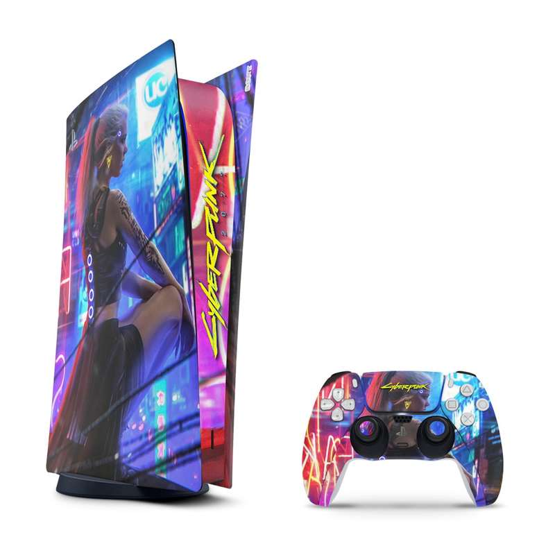 SkinNit Decal Sticker Skin For PS5 Digital (No Disk): Cyberpunk
