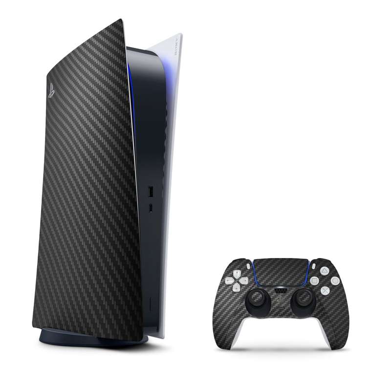 SkinNit Decal Sticker Skin For PS5 Digital (No Disk): Carbon Fiber (Textured)