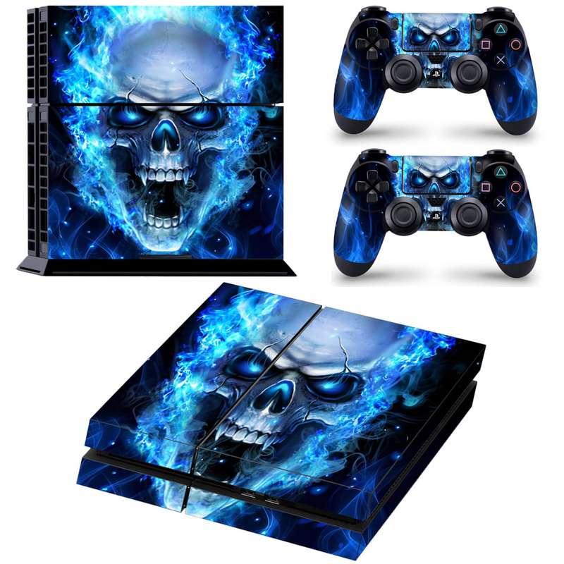 SkinNit Decal Sticker Skin For PS4: Blue Skull