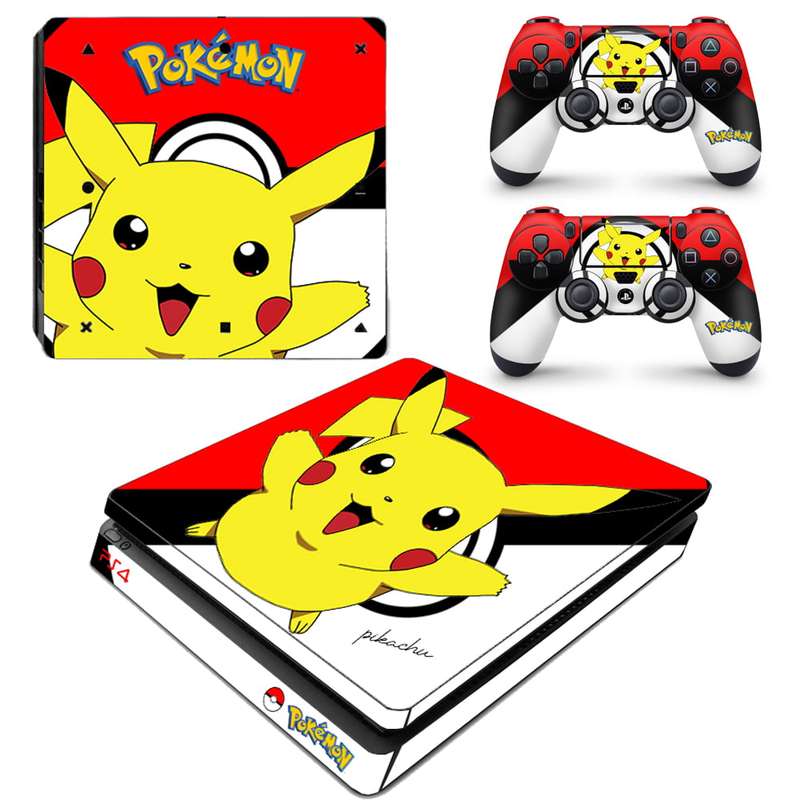 SkinNit Decal Sticker Skin For PS4 Slim: Pikachu
