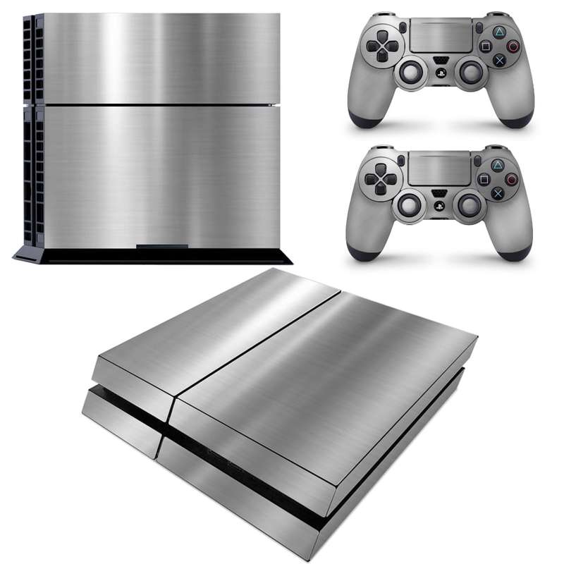 SkinNit Decal Sticker Skin For PS4: Chrome Silver (Textured)