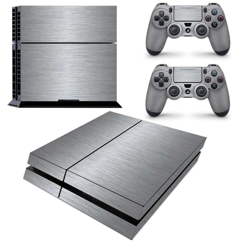 SkinNit Decal Sticker Skin For PS4: Brushed Steel (Textured)