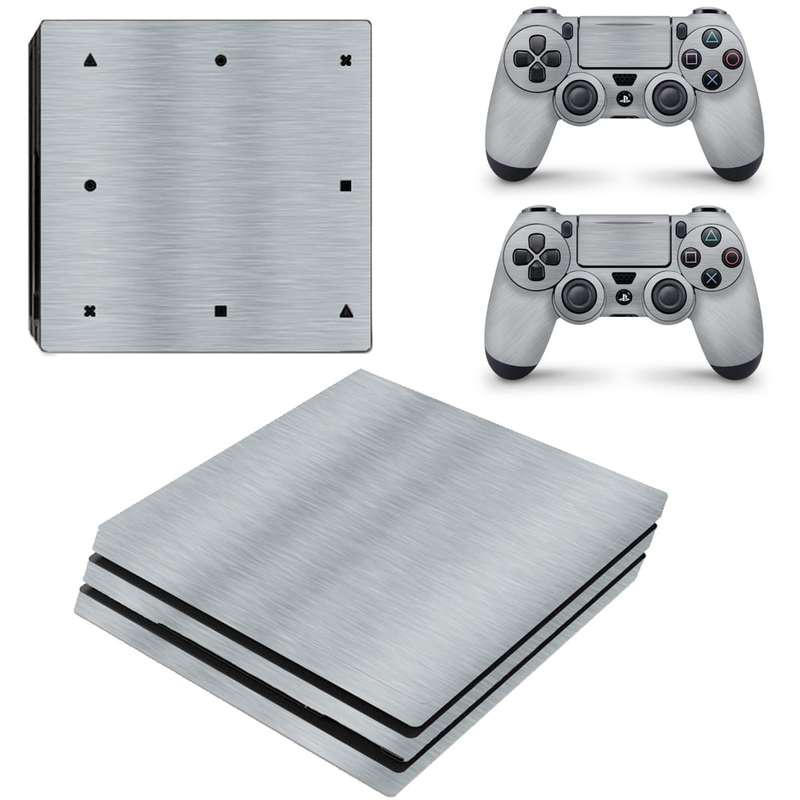 SkinNit Decal Sticker Skin For PS4 Pro: Brushed Aluminum (Textured)