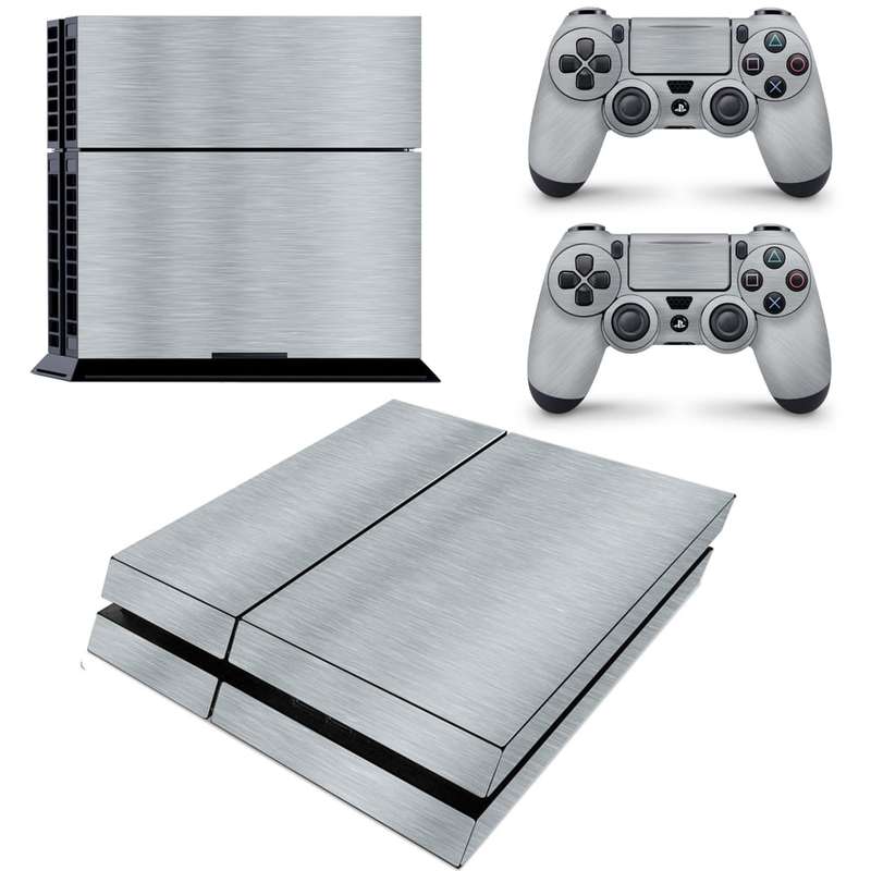 SkinNit Decal Sticker Skin For PS4: Brushed Aluminum (Textured)