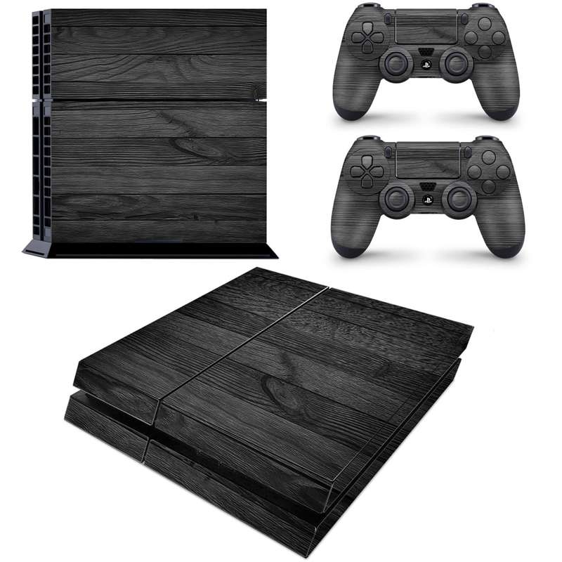 SkinNit Decal Sticker Skin For PS4: Black Wood