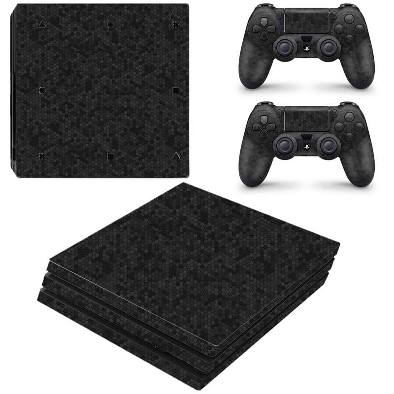 SkinNit Decal Sticker Skin For PS4 Pro: HoneyComb Black (Textured)