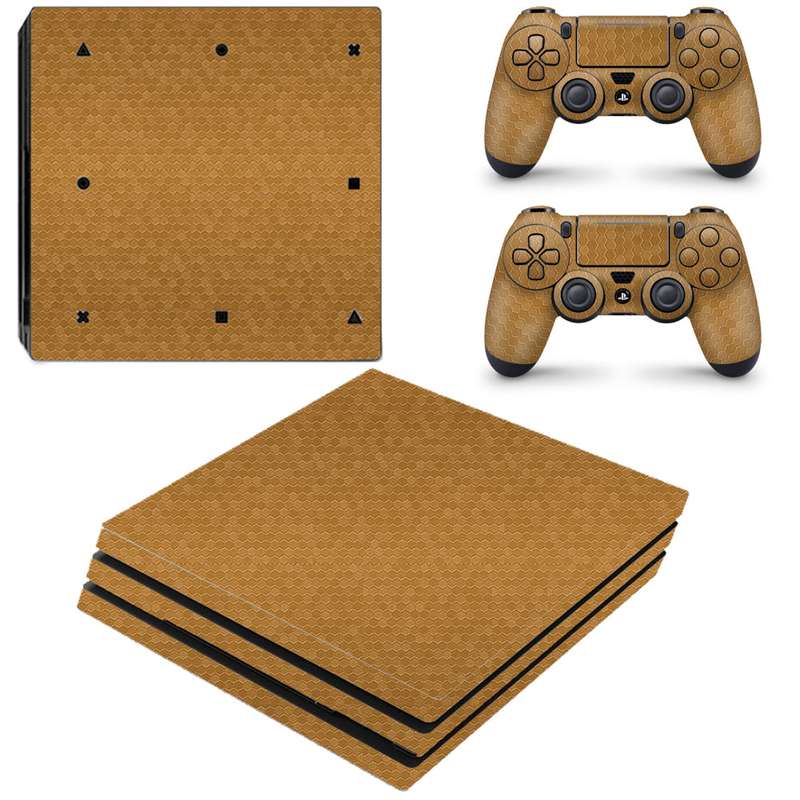SkinNit Decal Sticker Skin For PS4 Pro: HoneyComb Gold (Textured)