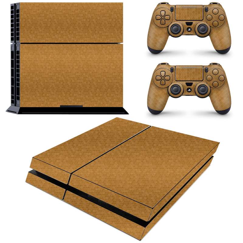 SkinNit Decal Sticker Skin For PS4: HoneyComb Gold (Textured)
