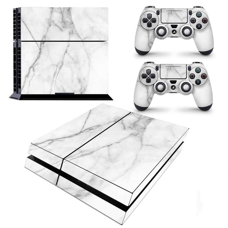 SkinNit Decal Sticker Skin For PS4: White Marble
