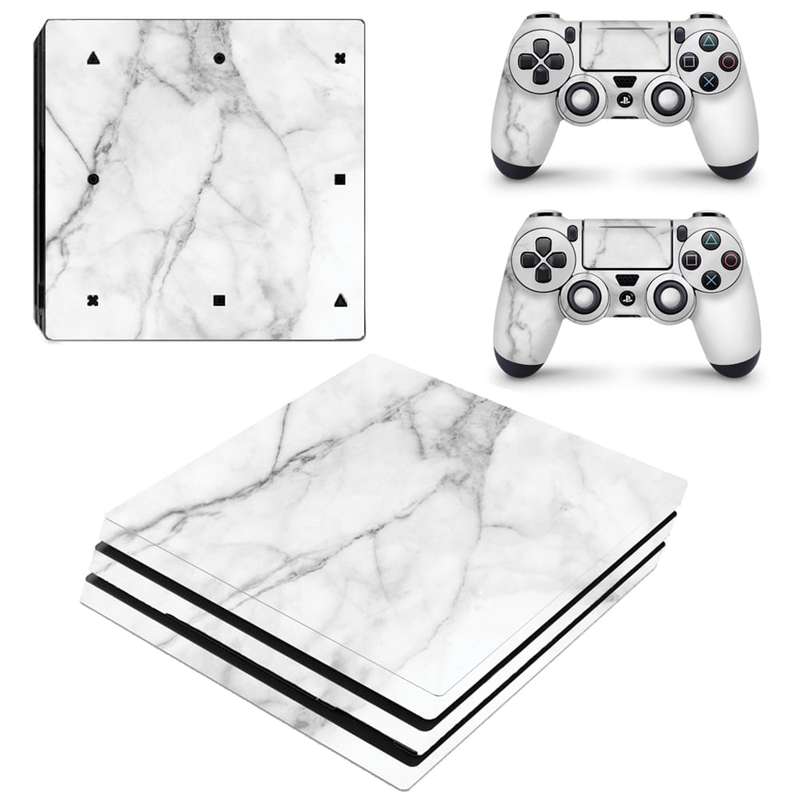 SkinNit Decal Sticker Skin For PS4 Pro: White Marble