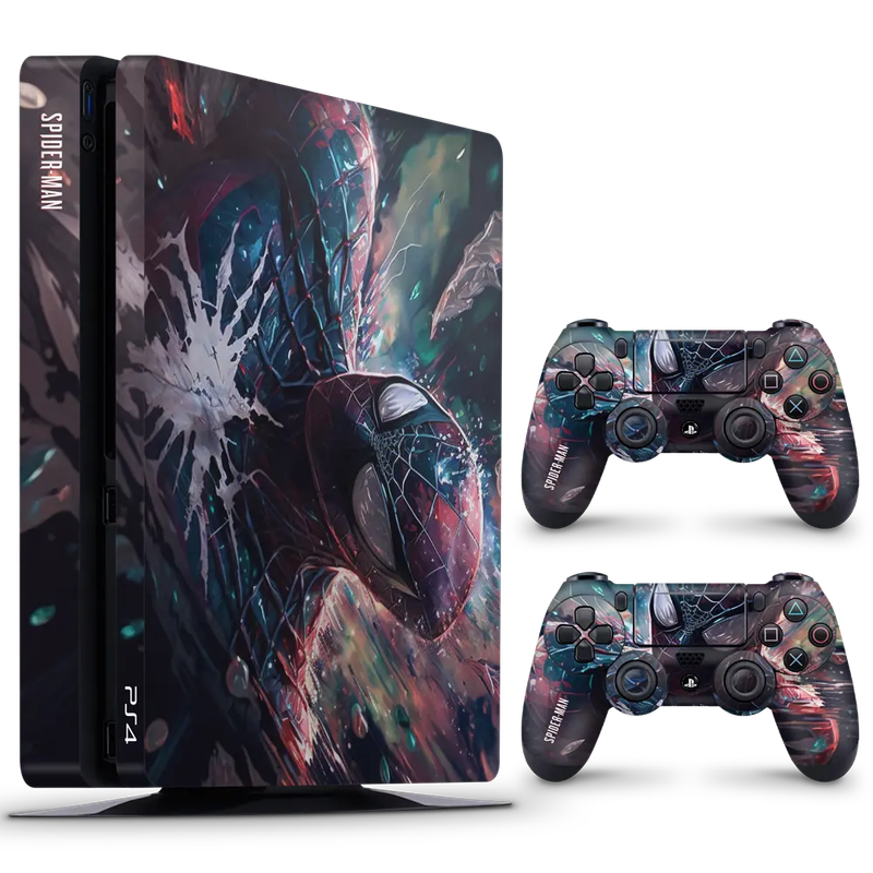 SkinNit Decal Sticker Skin For PS4 Slim: Spider-Man (Spider-Verse)