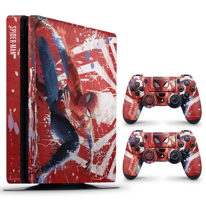 SkinNit Decal Sticker Skin For PS4 Slim: Spider-Man