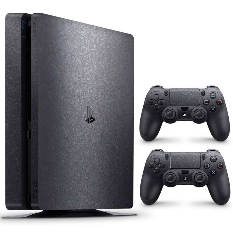 SkinNit Decal Sticker Skin For PS4 Slim: Dark Grey
