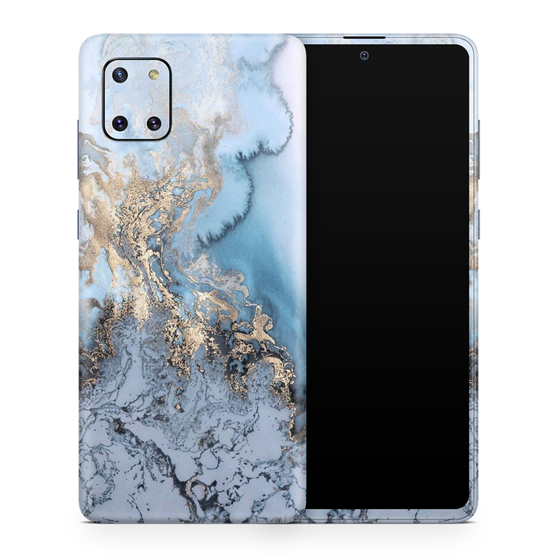 SkinNit Decal Sticker Skin Samsung Galaxy Note 10 Lite Marble Arctic Blue (Decal Skin)