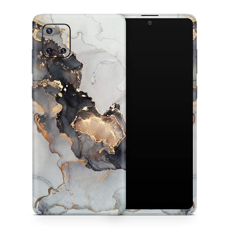 SkinNit Decal Sticker Skin Samsung Galaxy Note 10 Lite Marble White Gold (Decal Skin)