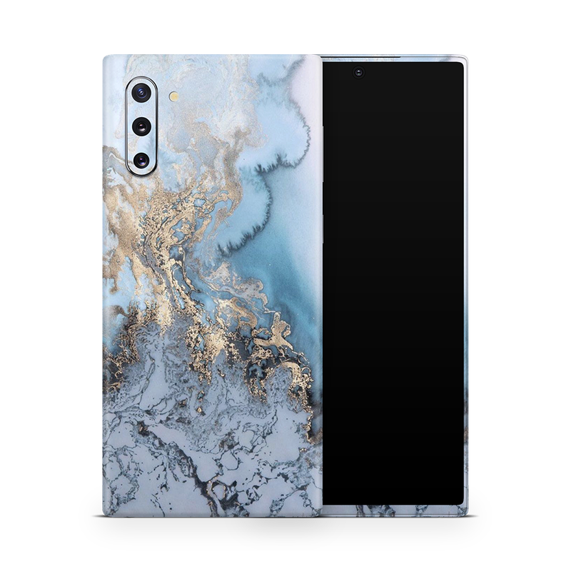 SkinNit Decal Sticker Skin Samsung Galaxy Note 10 Marble Arctic Blue (Decal Skin)