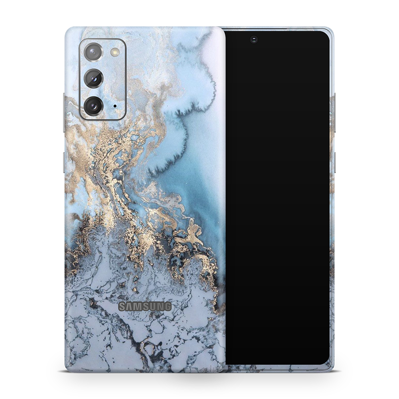 SkinNit Decal Sticker Skin Samsung Galaxy Note 20 Marble Arctic Blue (Decal Skin)