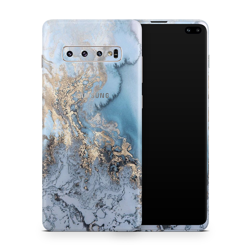 SkinNit Decal Sticker Skin Samsung Galaxy S10 Marble Arctic Blue (Decal Skin)