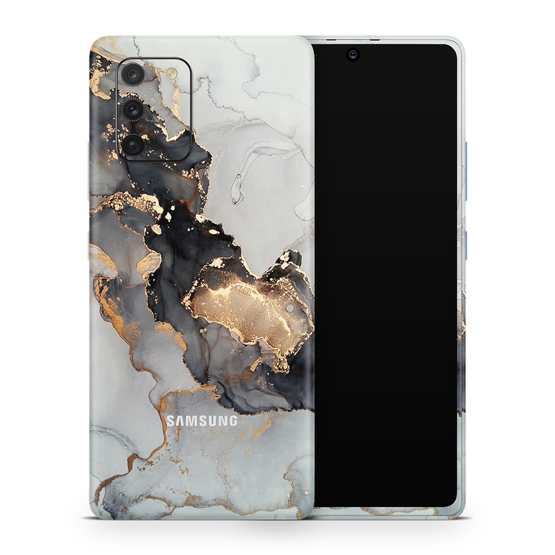 SkinNit Decal Sticker Skin Samsung Galaxy S10 Lite Marble White Gold (Decal Skin)