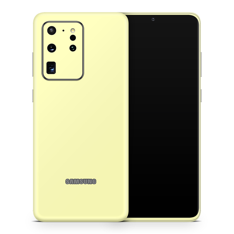 SkinNit Decal Sticker Skin Samsung Galaxy S20 Ultra Pastel Yellow (Decal Skin)