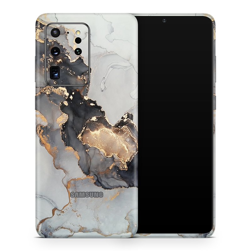 SkinNit Decal Sticker Skin Samsung Galaxy S20 Ultra Marble White Gold (Decal Skin)