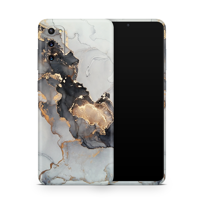 SkinNit Decal Sticker Skin Samsung Galaxy S20 Marble White Gold (Decal Skin)
