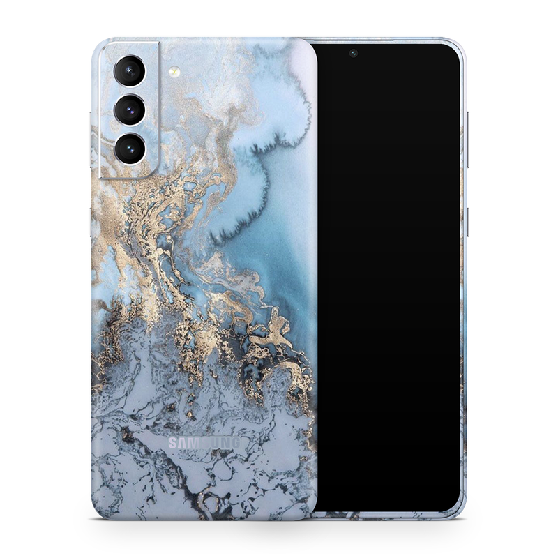 SkinNit Decal Sticker Skin Samsung Galaxy S22 Marble Arctic Blue