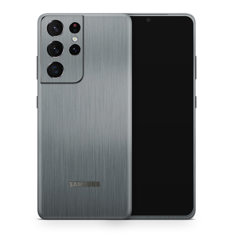 SkinNit Decal Sticker Skin Samsung Galaxy S21 Ultra Brushed Aluminum (Decal Skin)