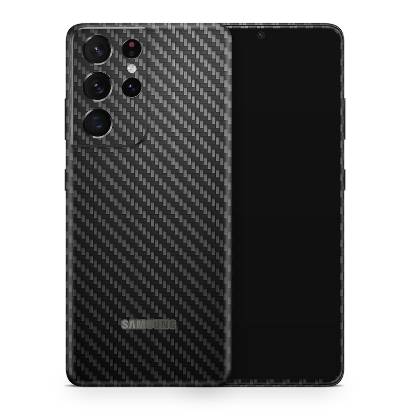SkinNit Decal Sticker Skin Samsung Galaxy S21 Ultra Carbon Fiber Black (Decal Skin)