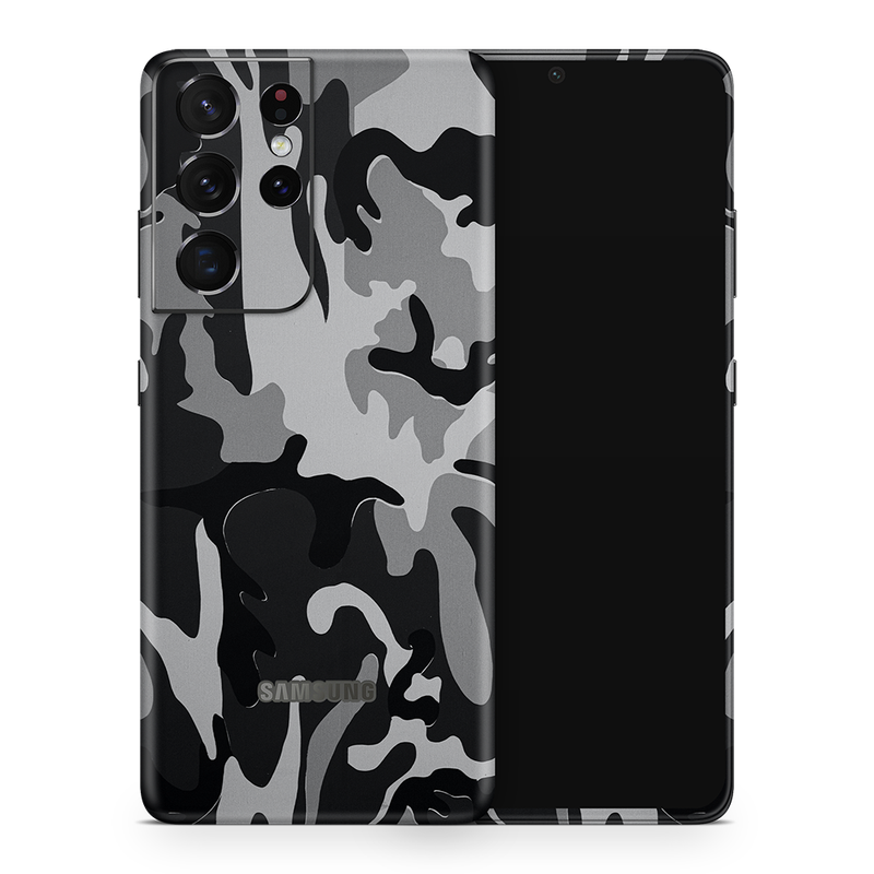 SkinNit Decal Sticker Skin Samsung Galaxy S21 Ultra Camo Snow (Decal Skin)