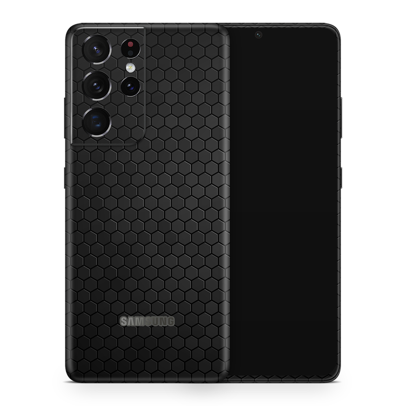 SkinNit Decal Sticker Skin Samsung Galaxy S21 Ultra Honeycomb Black (Decal Skin)