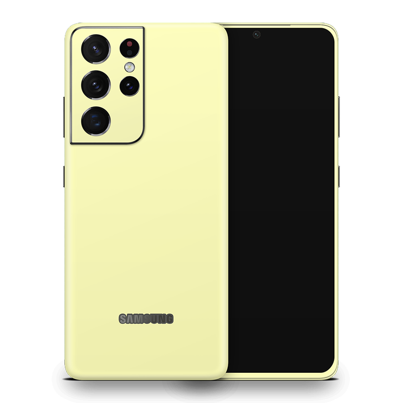 SkinNit Decal Sticker Skin Samsung Galaxy S21 Ultra Pastel Yellow (Decal Skin)