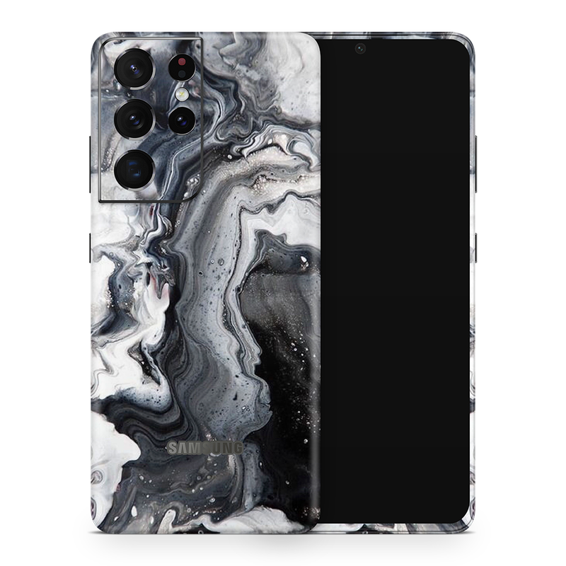 SkinNit Decal Sticker Skin Samsung Galaxy S21 Ultra Marble White Desert (Decal Skin)
