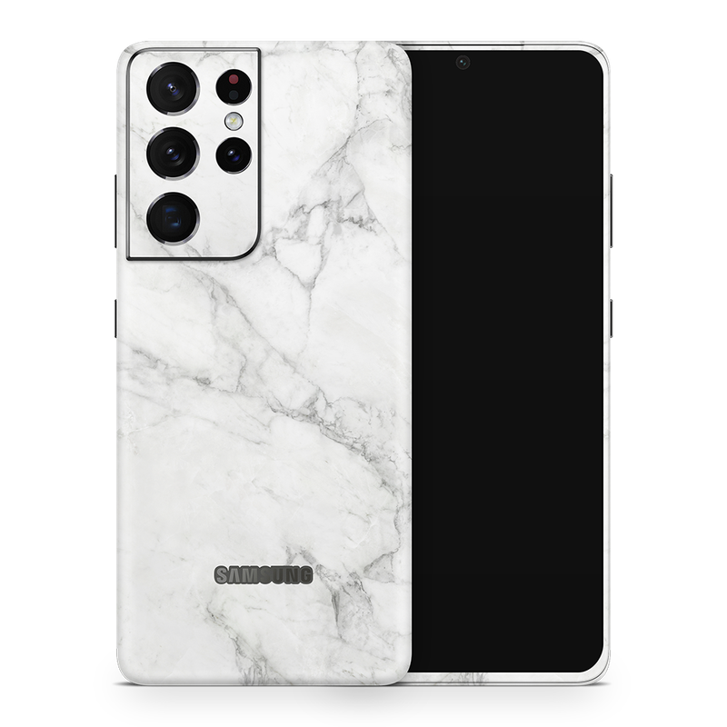 SkinNit Decal Sticker Skin Samsung Galaxy S21 Ultra Marble White (Decal Skin)