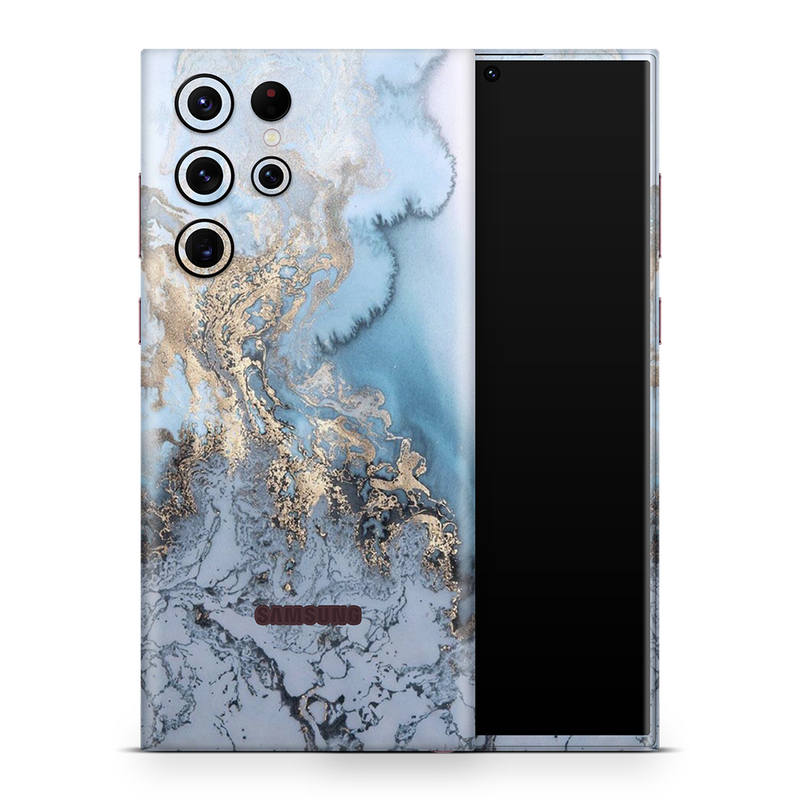 SkinNit Decal Sticker Skin Samsung Galaxy S23 Ultra Marble Arctic Blue