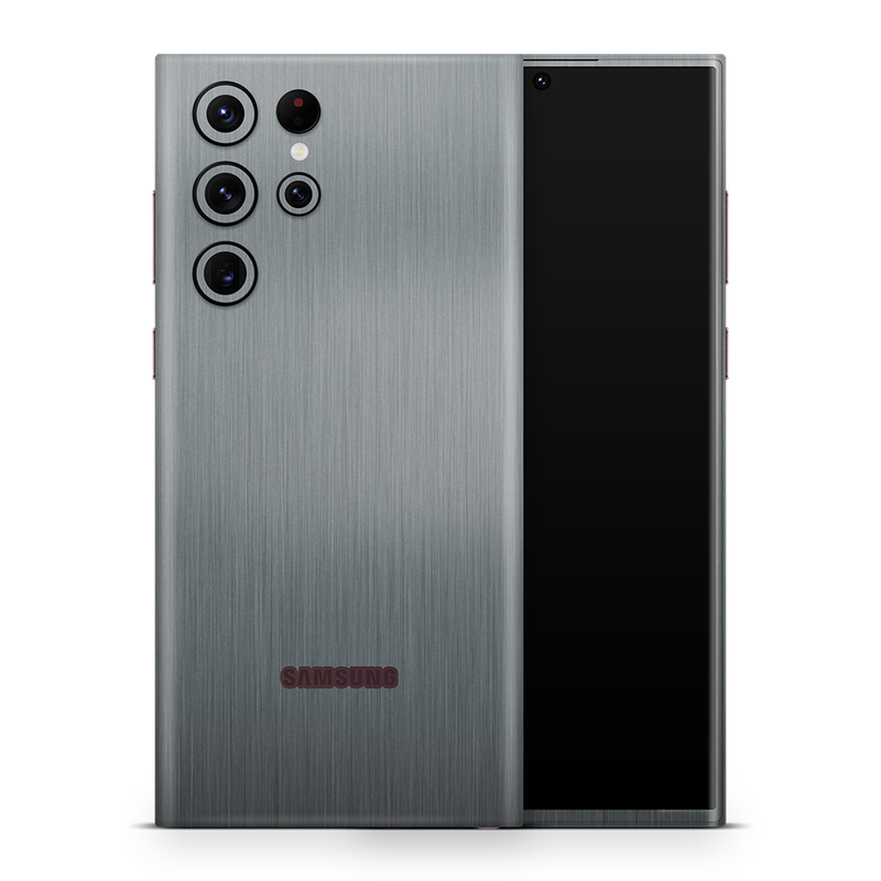 SkinNit Decal Sticker Skin Samsung Galaxy S22 Ultra Brushed Aluminum (Decal Skin)