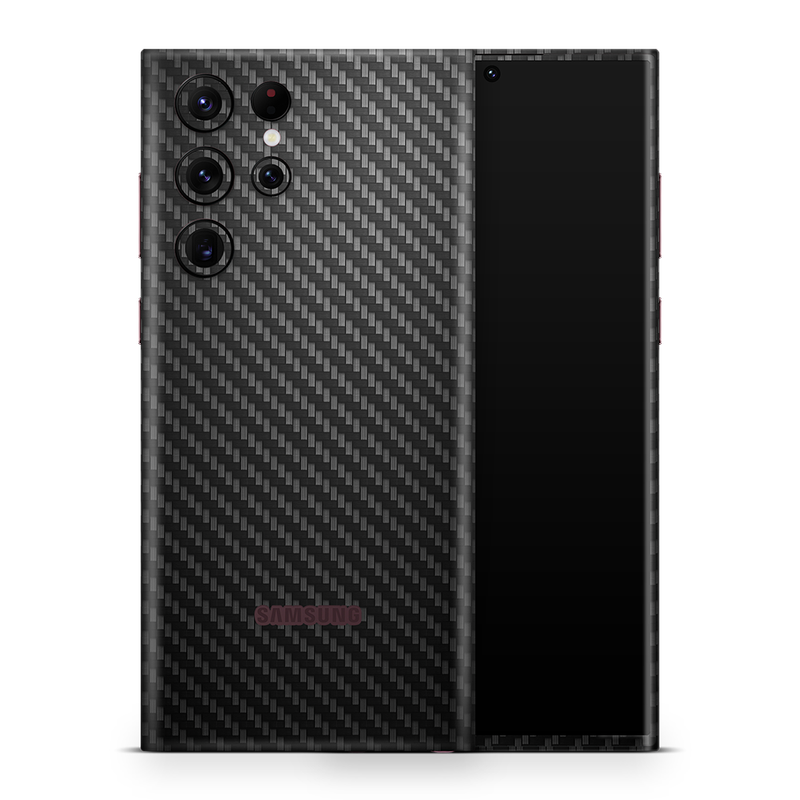 SkinNit Decal Sticker Skin Samsung Galaxy S22 Ultra Carbon Fiber Black (Decal Skin)