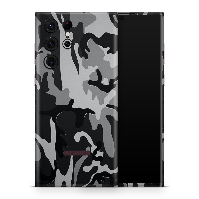 SkinNit Decal Sticker Skin Samsung Galaxy S22 Ultra Camo Snow (Decal Skin)