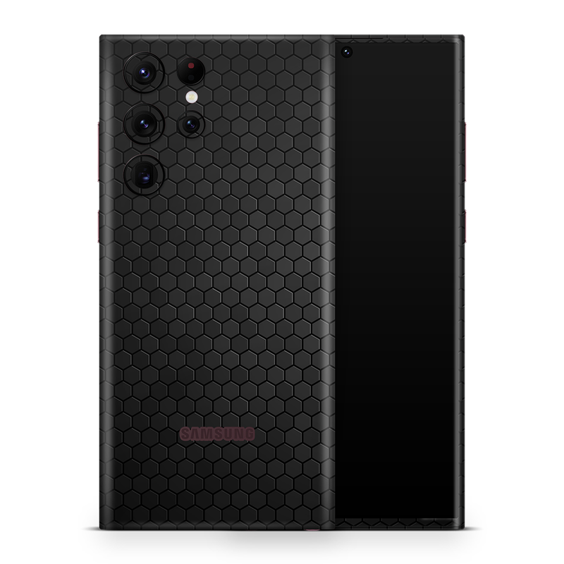SkinNit Decal Sticker Skin Samsung Galaxy S22 Ultra Honeycomb Black (Decal Skin)