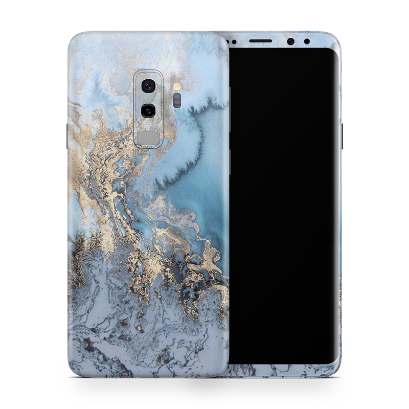 SkinNit Decal Sticker Skin Samsung Galaxy S9 Plus Marble Arctic Blue (Decal Skin)