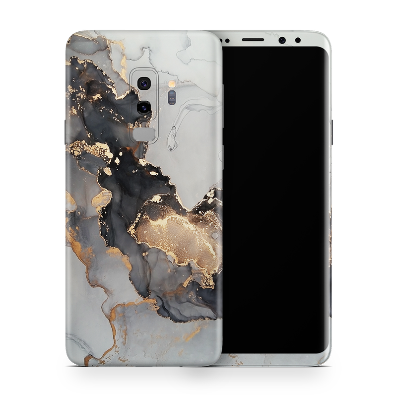 SkinNit Decal Sticker Skin Samsung Galaxy S9 Plus Marble White Gold (Decal Skin)