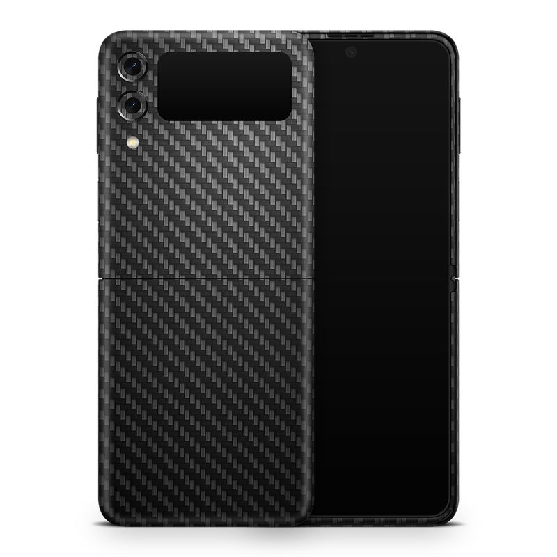 SkinNit Decal Sticker Skin Samsung Galaxy Z Flip 3 Carbon Fiber Black (Decal Skin)