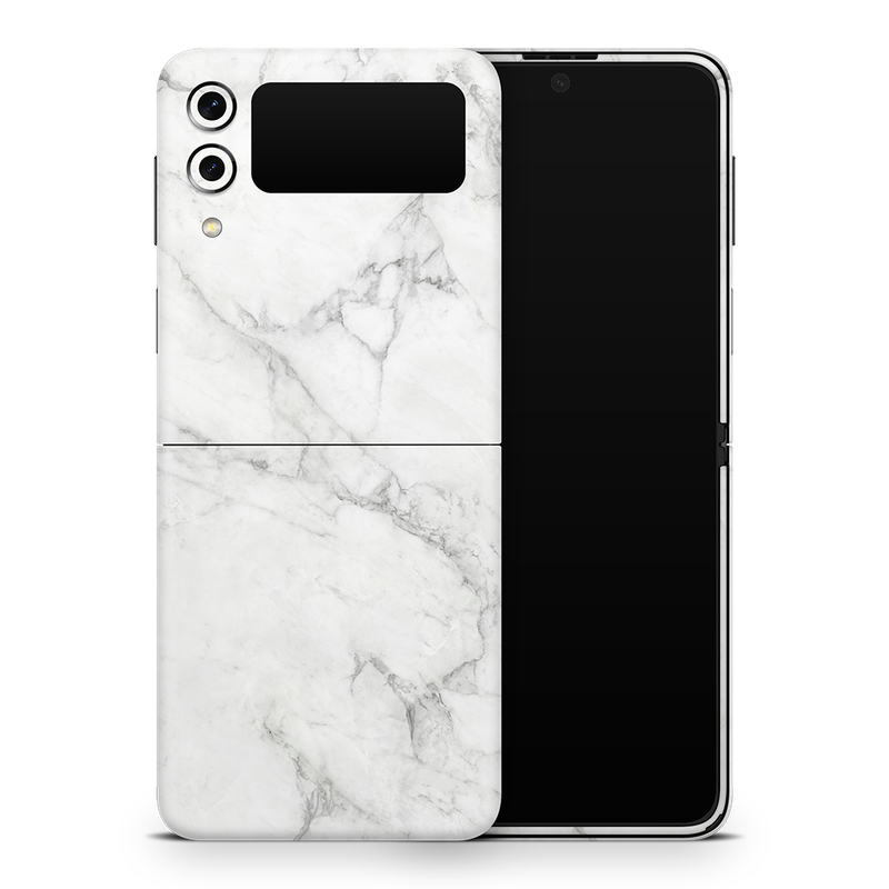 SkinNit Decal Sticker Skin Samsung Galaxy Z Flip 3 Marble White (Decal Skin)