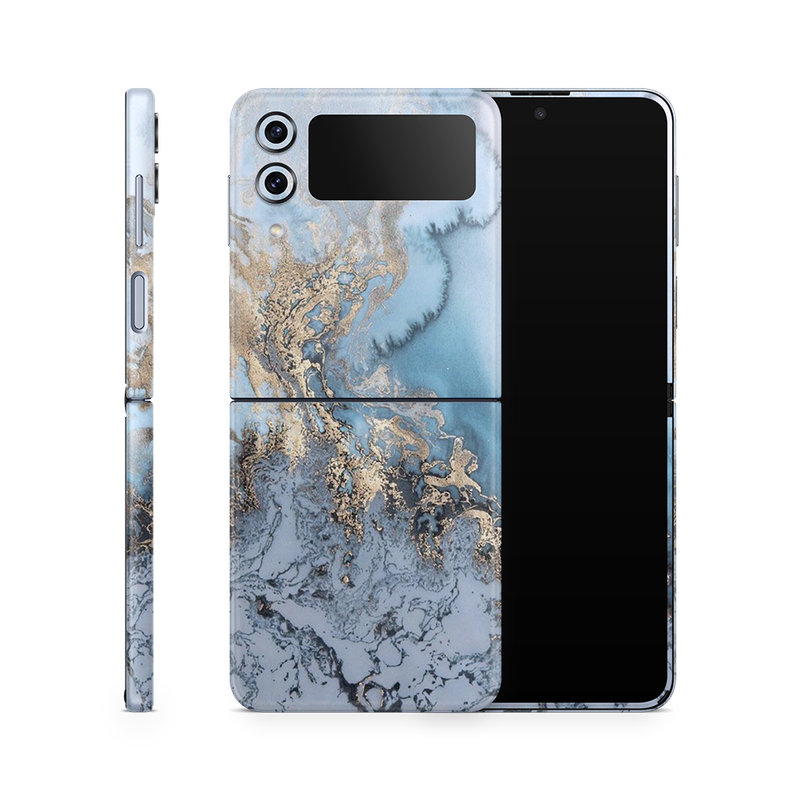 SkinNit Decal Sticker Skin Samsung Galaxy Z Flip 4 Marble Arctic Blue (Decal Skin)