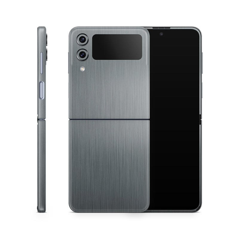SkinNit Decal Sticker Skin Samsung Galaxy Z Flip 4 Brushed Aluminum (Decal Skin)