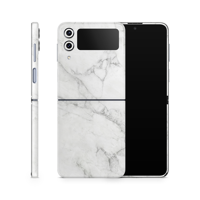 SkinNit Decal Sticker Skin Samsung Galaxy Z Flip 4 Marble White (Decal Skin)