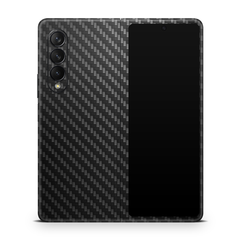 SkinNit Decal Sticker Skin Samsung Galaxy Z Fold 3 Carbon Fiber Black (Decal Skin)