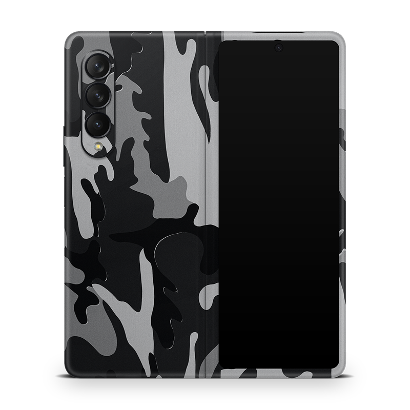 SkinNit Decal Sticker Skin Samsung Galaxy Z Fold 3 Camo Snow (Decal Skin)