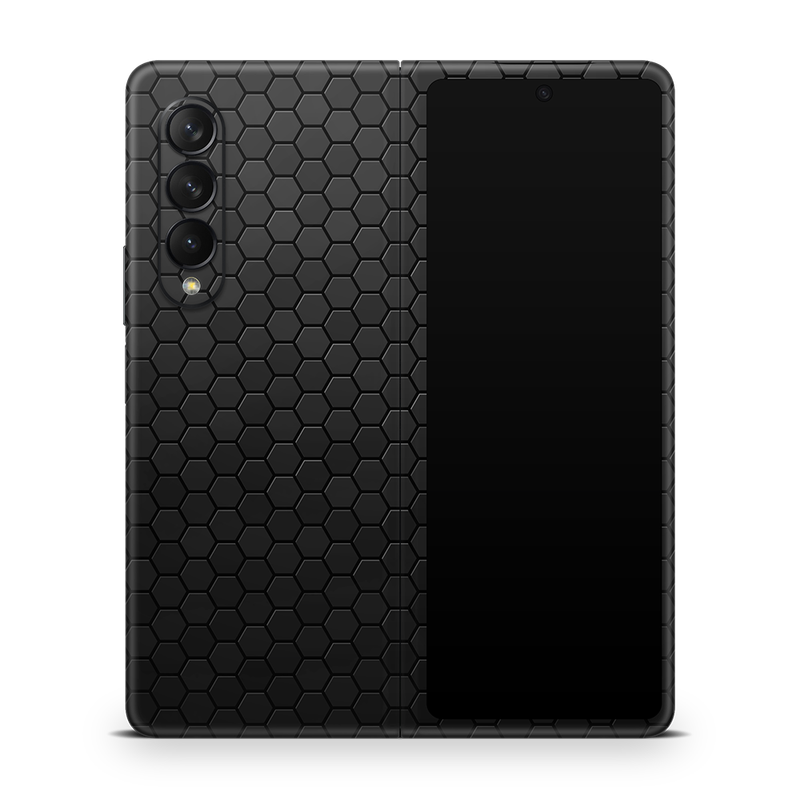 SkinNit Decal Sticker Skin Samsung Galaxy Z Fold 3 Honeycomb Black (Decal Skin)